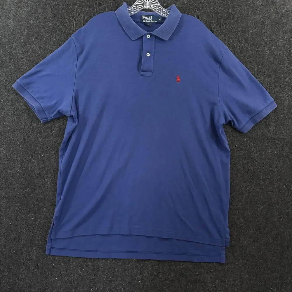 Polo By Ralph Lauren Shirt Men's XL Blue Cotton Knit Pony Logo Preppy Casual